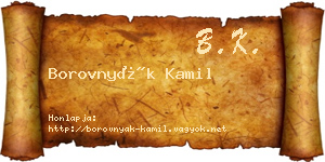 Borovnyák Kamil névjegykártya